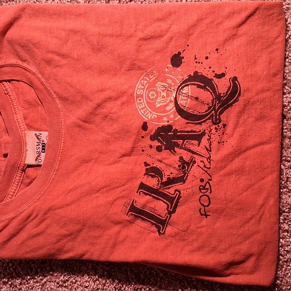 Vintage Mens Oarsman 913 United States Army Iraq t shirt sz Large coral and navy